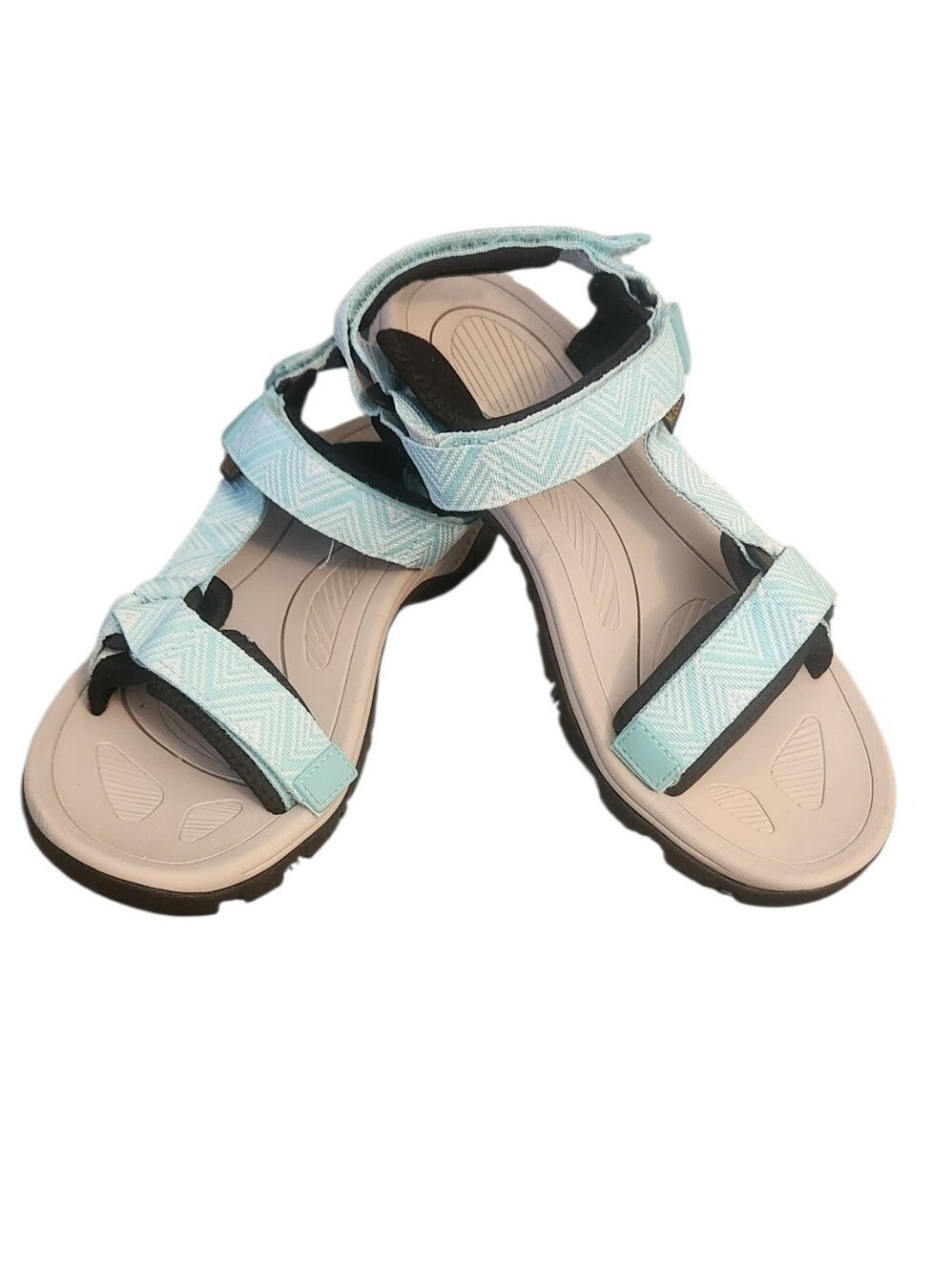 Blue/Gray Adjustable Velcro Back Strap Sport Hiking Water Slide Sandals, 10